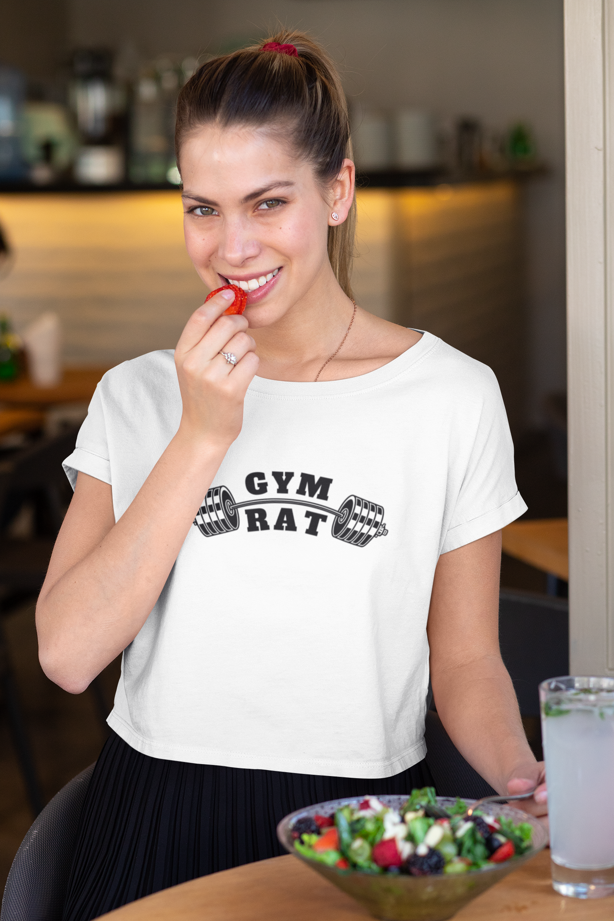 Gym Rat w/ Barbell Women's Cropped T-Shirt