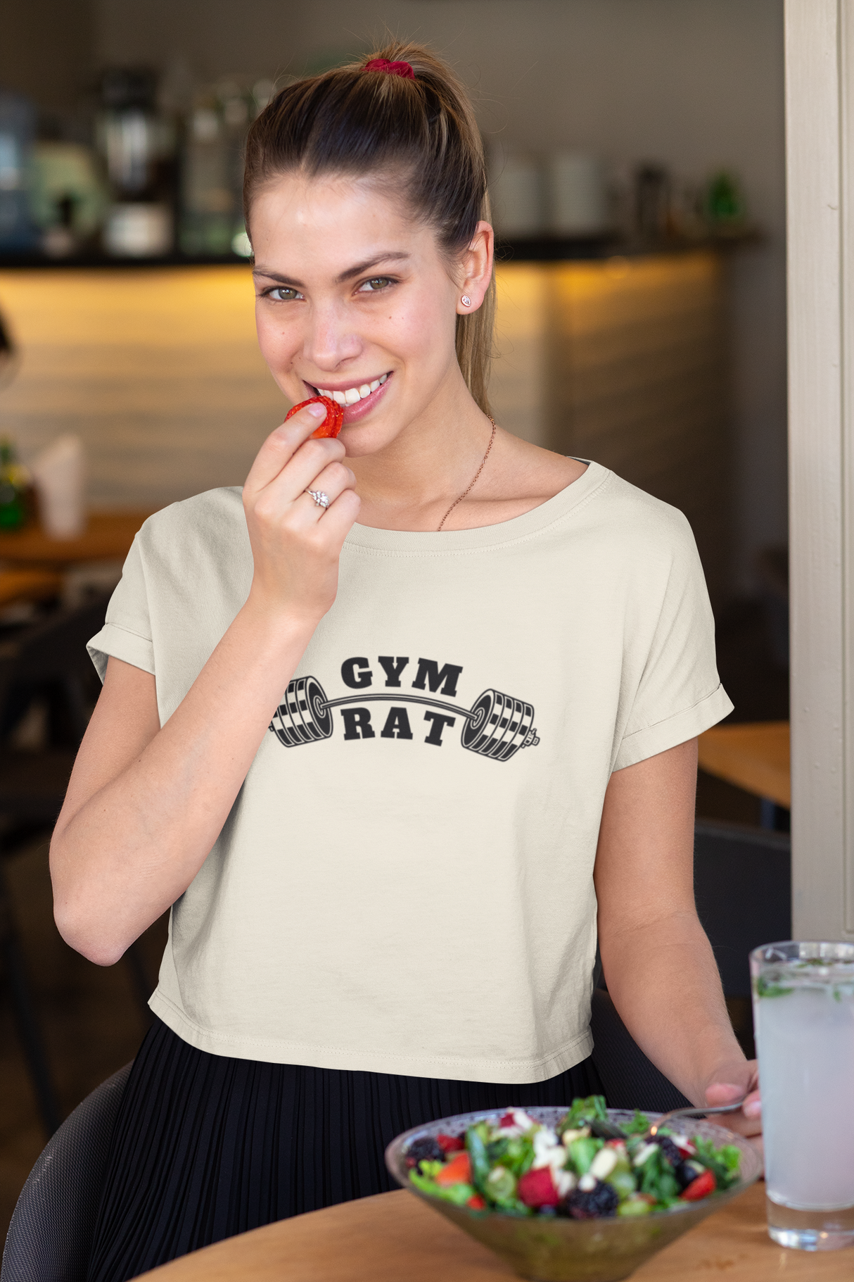 Gym Rat w/ Barbell Women's Cropped T-Shirt