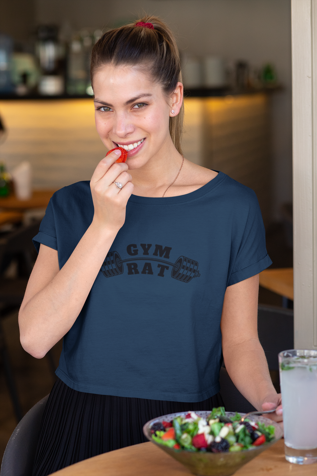 Gym Rat w/ Barbell Women's Cropped T-Shirt