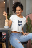 Gym Rat Women's Cropped T-Shirt in white, featuring a flowy fit and tailored sleeves.