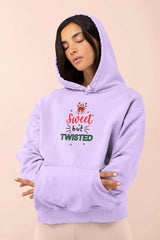 Sweet but Twisted unisex heavy blend hoodie in lavender, featuring cozy cotton-polyester fabric and front kangaroo pocket.