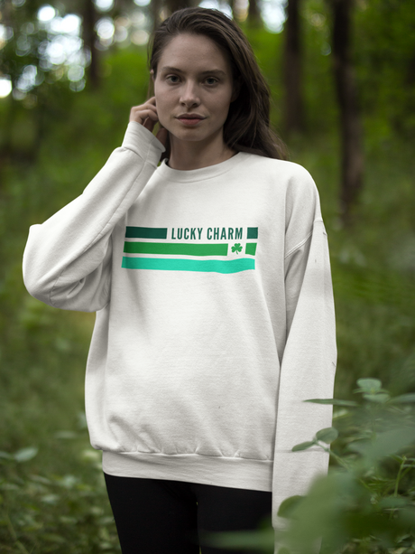 Lucky Charm Unisex Heavy Blend Sweatshirt in natural setting.